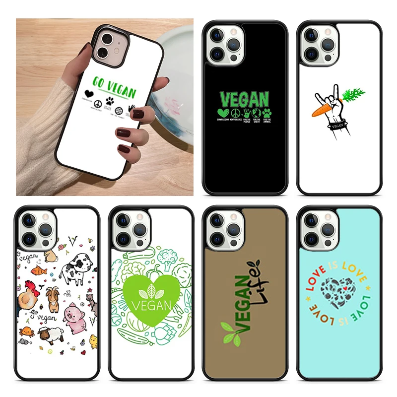 Funda de teléfono Love Vegan Animal para iPhone 17 Air 15 Pro MAX 16 Plus 14 11 12 13