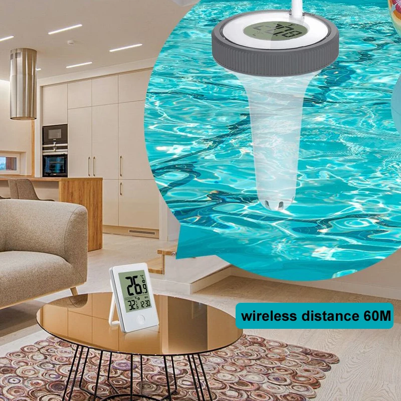 LCD Digital inalámbrico 60M piscina termómetro de agua temperatura flotante exterior reloj de tiempo baños acuario - imagen 5