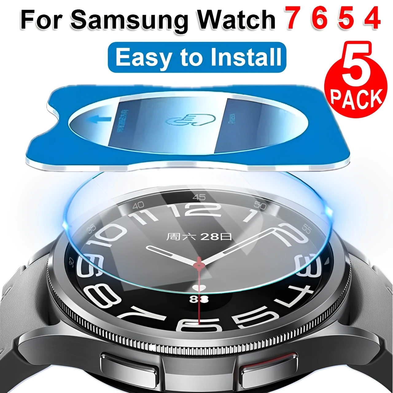 1-5 uds Protector de pantalla de vidrio templado fácil de instalar para Samsung Galaxy Watch 7 6 5 4 películas protectoras para reloj 7Ultra 47mm