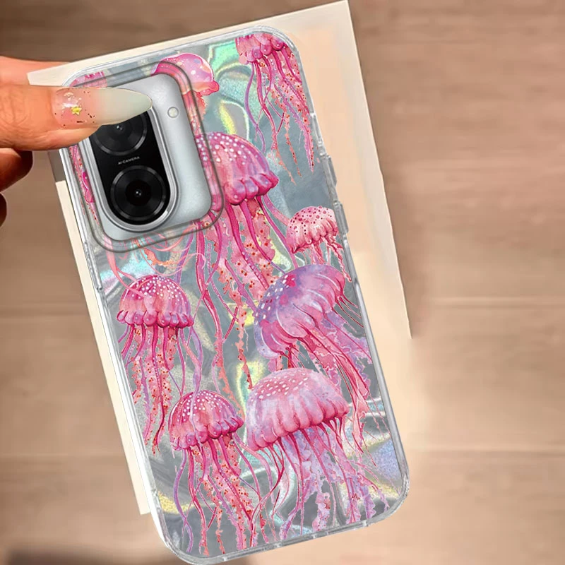 Para Xiaomi 14T Pro 13T 11 Lite 5G funda de teléfono patrón de medusa rosa para Xiaomi 14T bolsas protectoras de silicona de lujo a prueba de golpes - imagen 5