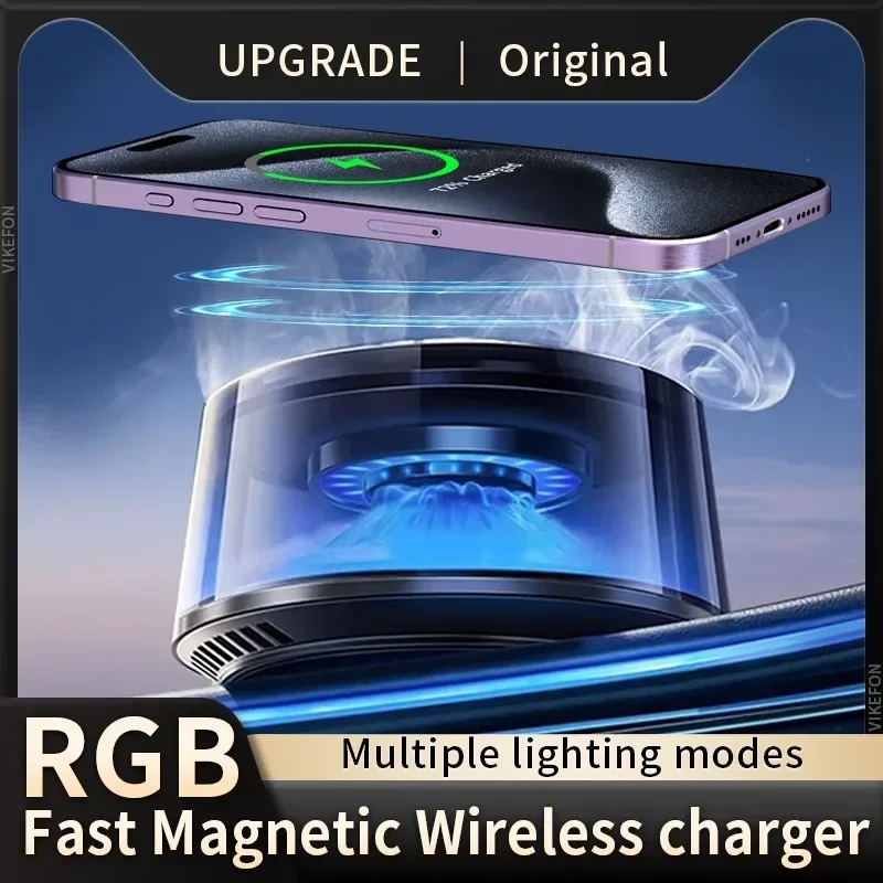 VIKEFON-cargador inalámbrico magnético Original para coche, difusor inteligente para aromaterapia, cargador rápido para iPhone 16 15 14 Samsung Xiaomi - imagen 2