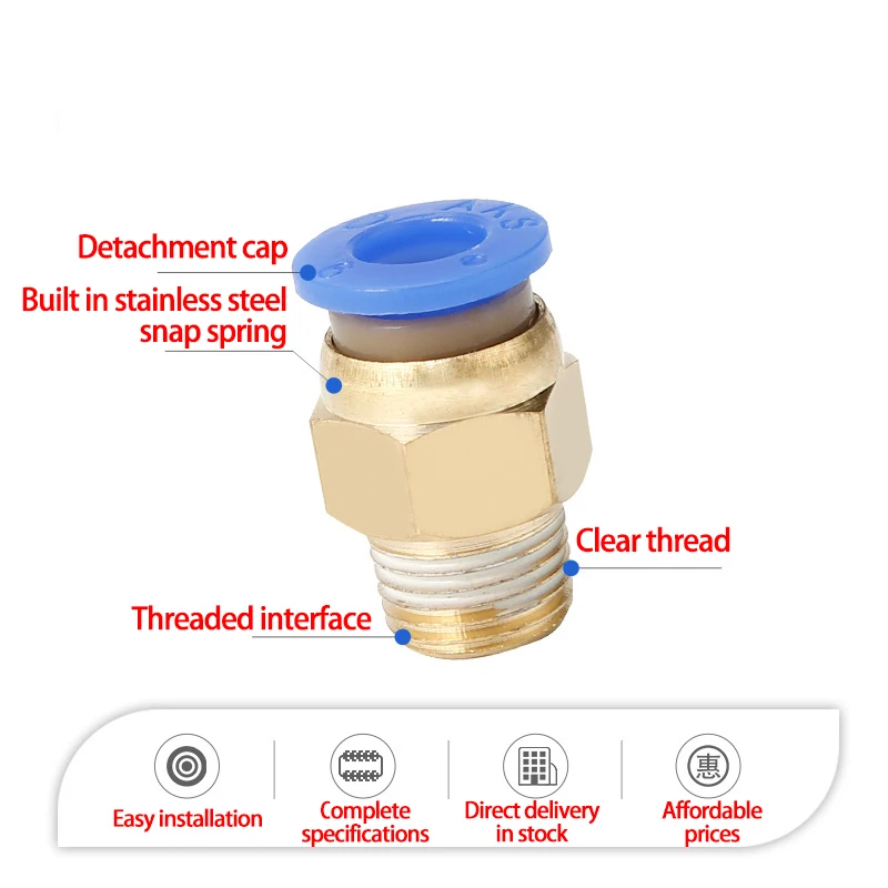 30/40/50 Uds conector de aire neumático serie PC 4mm 6mm 8mm 10mm 12mm 14mm rosca 1/8 "1/4" 3/8 "1/2" conectores rápidos - imagen 5