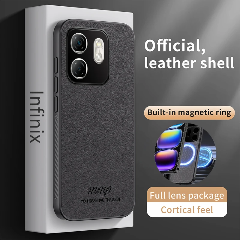 Funda de cuero para Infinix Smart 9 Hot 50i, soporte magnético para coche, funda de silicona para teléfono, Infinix hot50i, Infinix smart9, X6531, X6531B, X6532 - imagen 2