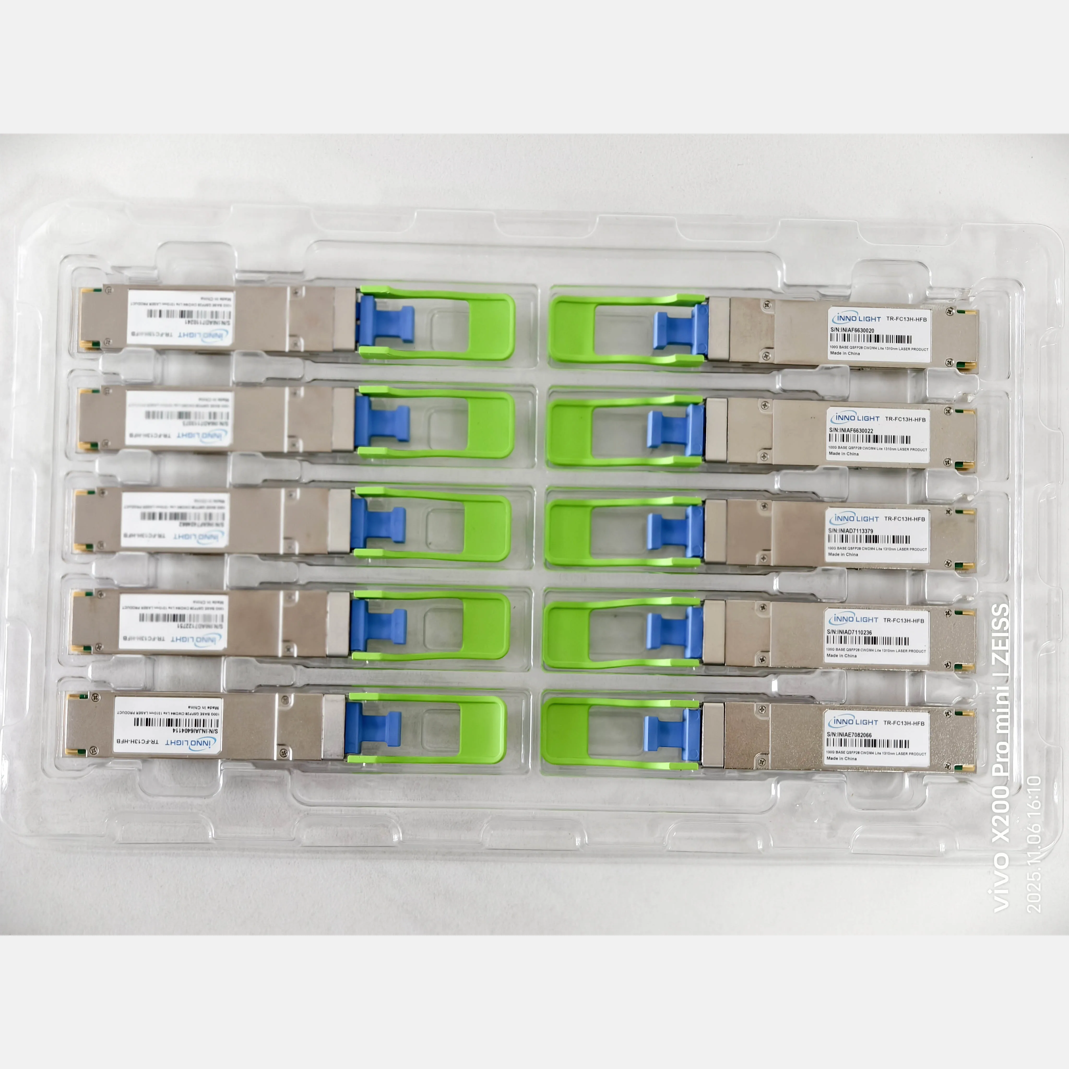 Lote de 10 transceptores LC Innolight TR-FC13H-HFB 100G CWDM4 Lite 1310nm QSFP28