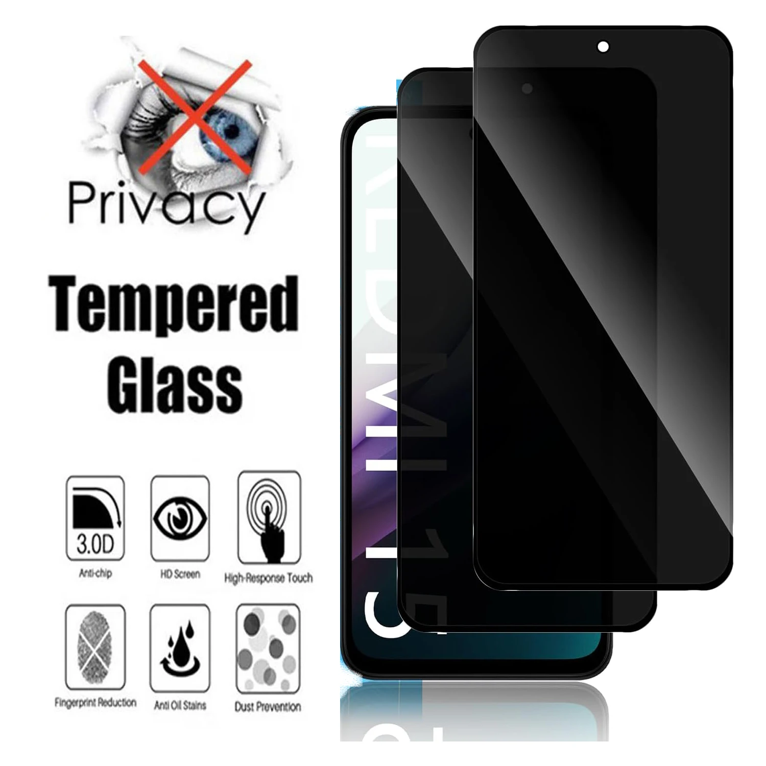 2 uds 9H vidrio templado antiespía para Xiaomi Redmi 15 5G película protectora de pantalla de privacidad