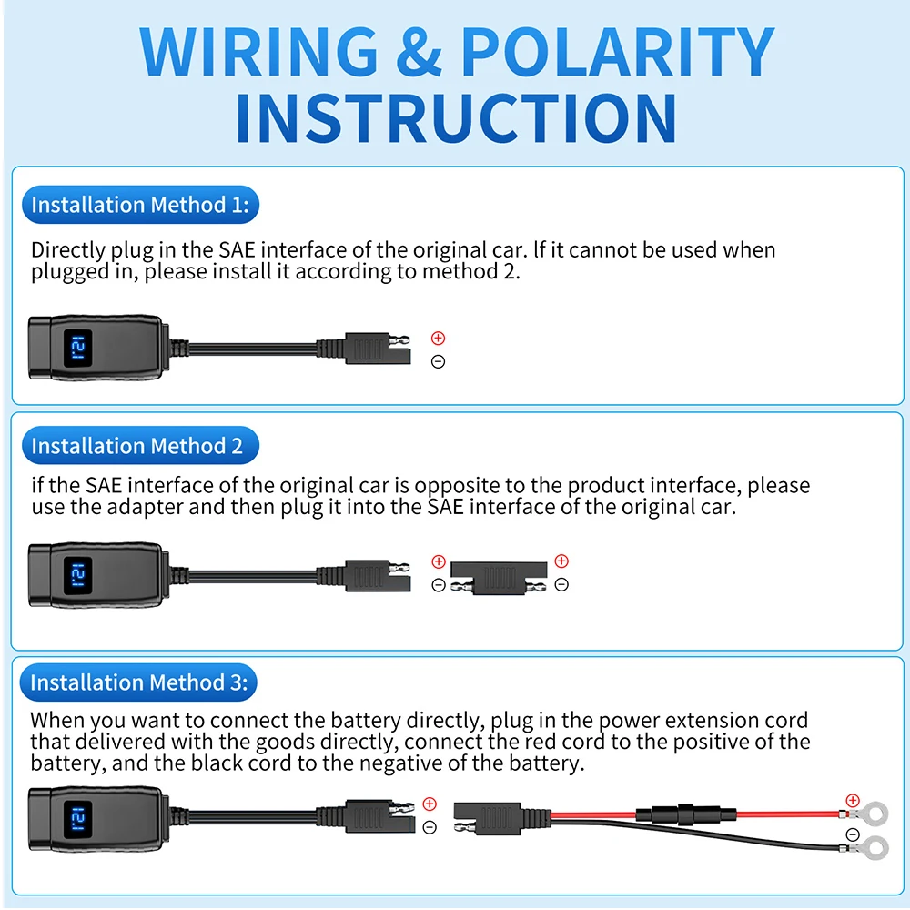 Cargador rápido USB para motocicleta PD + QC3.0, adaptador de fuente de alimentación de 12V, interruptor de voltímetro, doble enchufe USB, manillar de 60W, resistente al agua - imagen 4