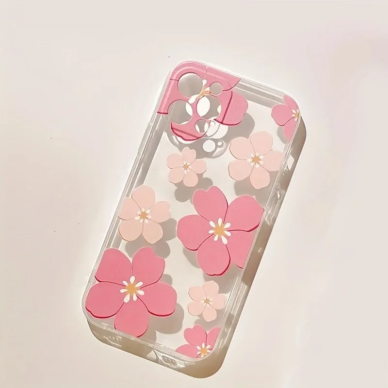 Funda de teléfono con flores rosas para iPhone 14 13 11 15 Pro Max 12 Mini XS XR X 8 7 Plus SE 2022 14Pro 13Pro, funda suave mate - imagen 3