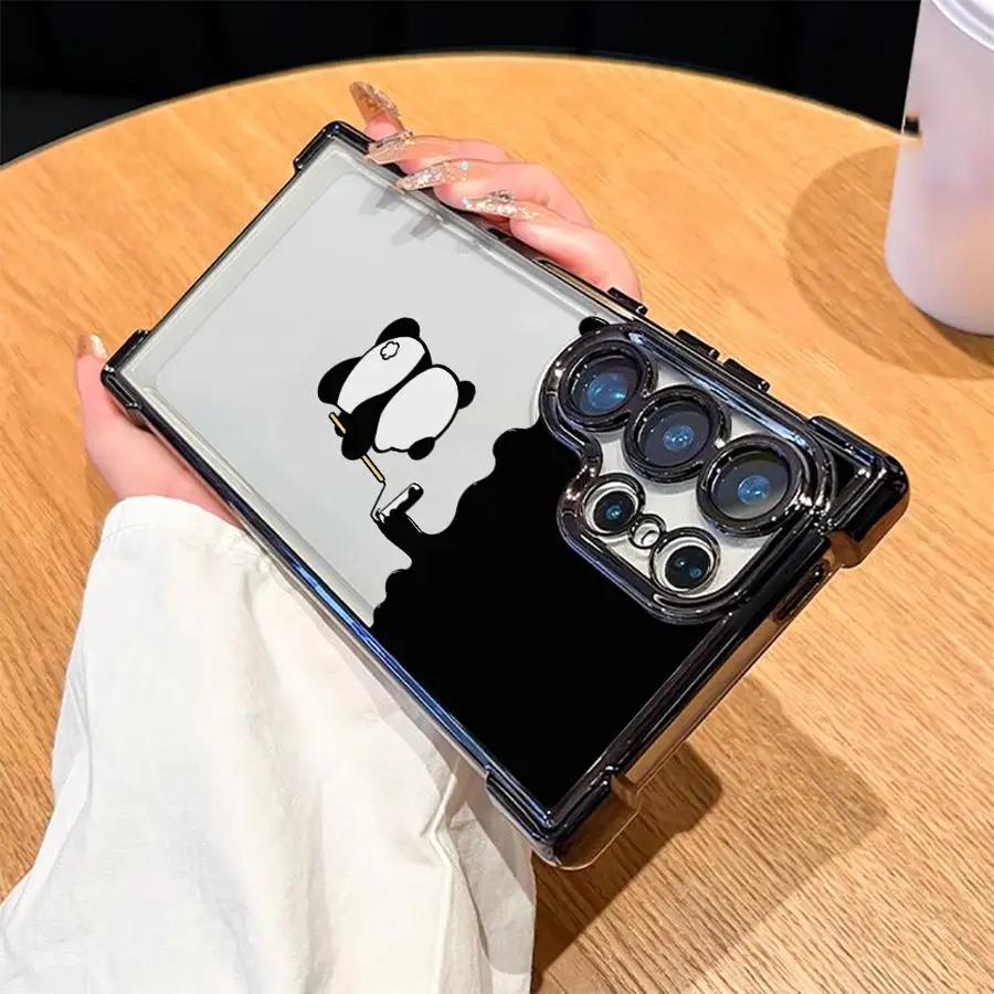 Funda de teléfono transparente con diseño de Panda de dibujos animados para Samsung Galaxy S23 S24 S21 Plus S25 Edge S20 FE S22 Ultra - imagen 2