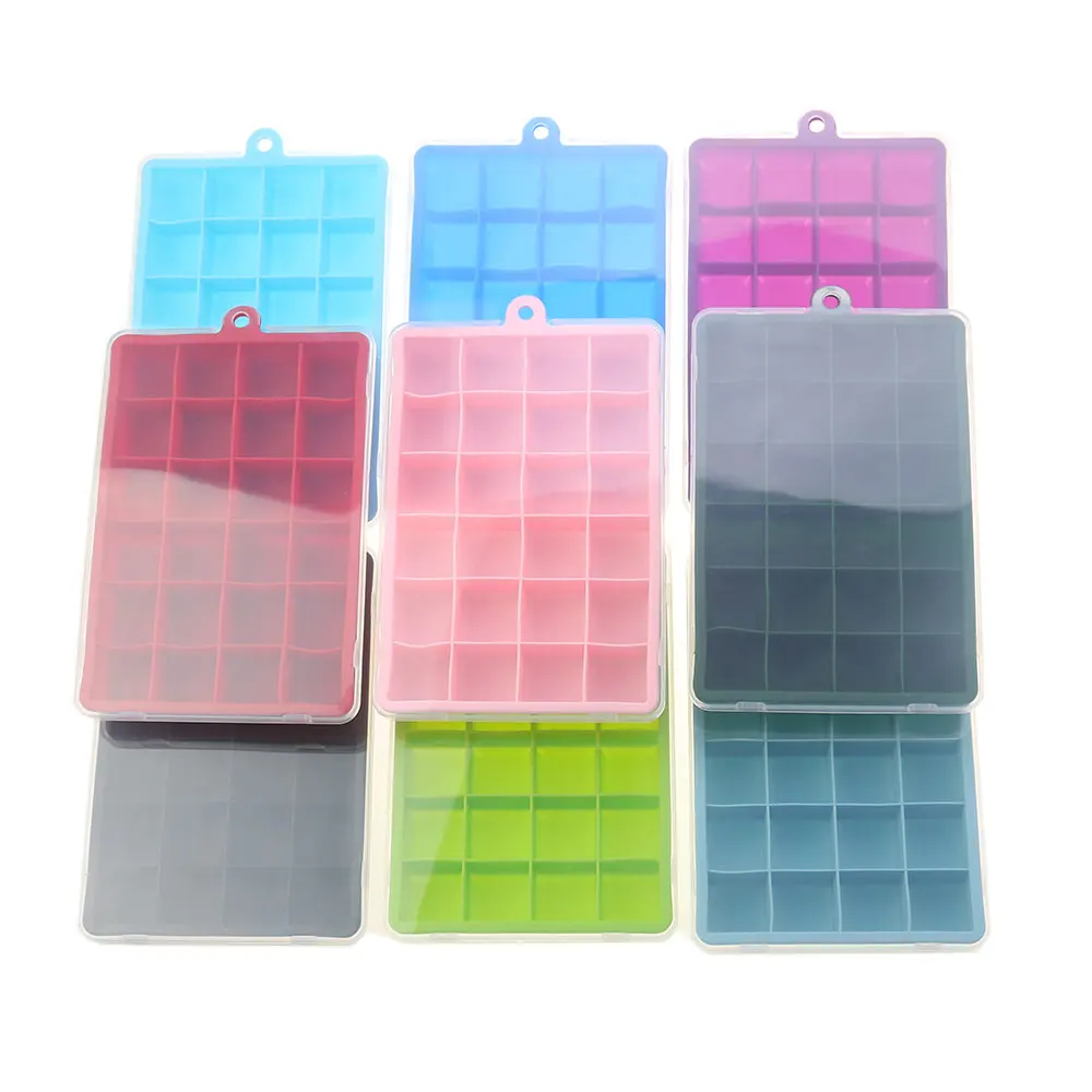 JCD-Molde de silicona para cubitos de hielo, bandeja cuadrada grande de 24 rejillas, duradera, de grado alimenticio, fabricante de cubitos de hielo con tapa - imagen 3