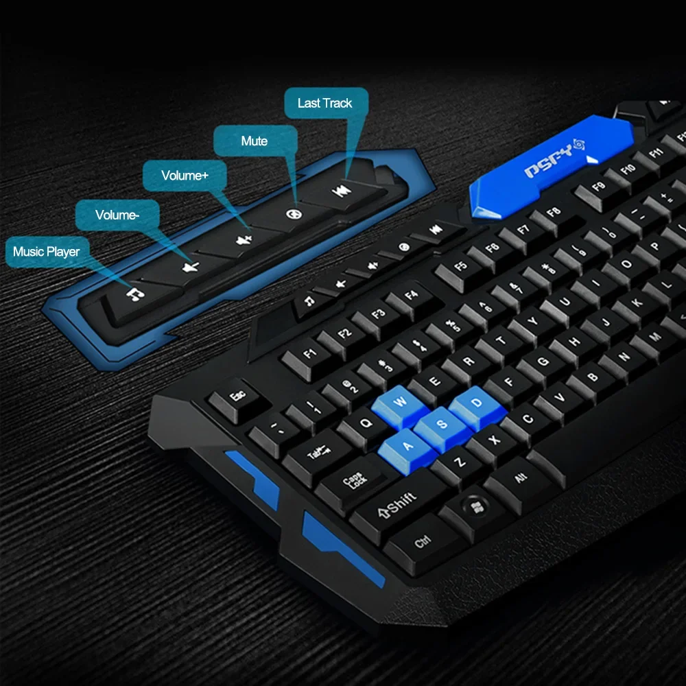Teclado inalámbrico de 2,4 GHz para videojuegos, Combo de ratón, 19 teclas, Anti-ghosting, ratón DPI ajustable, adaptador receptor USB, alfombrilla para ratón - imagen 3