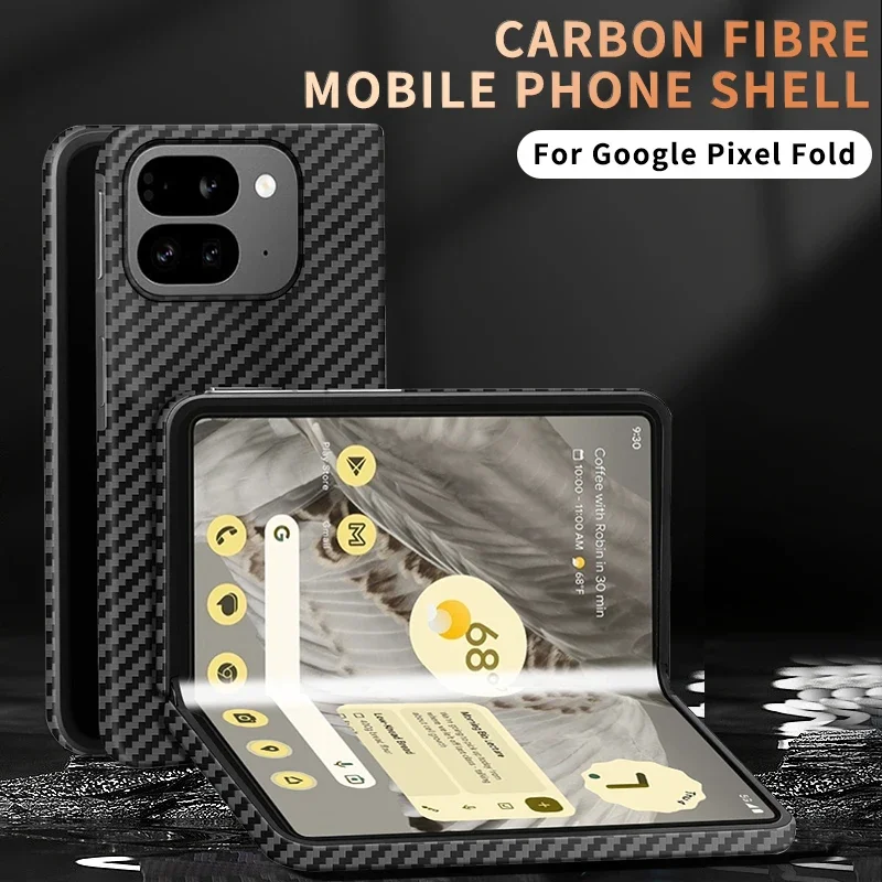 Funda de teléfono de fibra de carbono plegable para Google Pixel 9 Pro, carcasa de parachoques de PC dura, protección completa a prueba de golpes