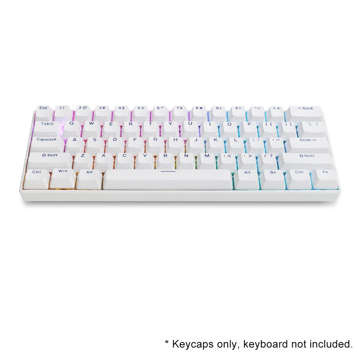 Teclas PBT blancas y azules para teclado mecánico, juego completo de teclas de perfil OEM con 61, 62, 64, 68, 75, 84, 87, 96, 98, 104/108 teclas - imagen 4