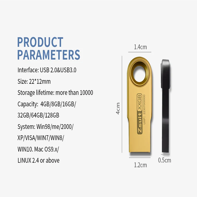 ZSUIT - Paquete de 100 Unidades de Memoria USB de 16 GB, Unidad Flash USB Metálica de 32 GB, Memoria USB Resistente al Agua con Logotipo Gratuito, Pendrive USB de 128 GB, Unidad Flash USB CSY - imagen 5