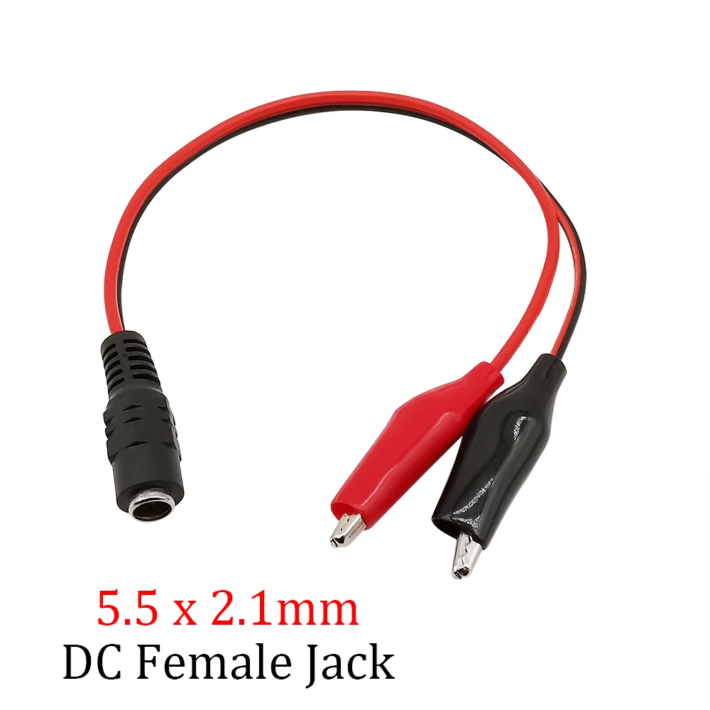 Pinzas de cocodrilo de 12V, 2 piezas, conector de cable de prueba macho hembra de CC de 5,5x2,1mm, adaptador de cable de prueba de pinza de cocodrilo - imagen 3