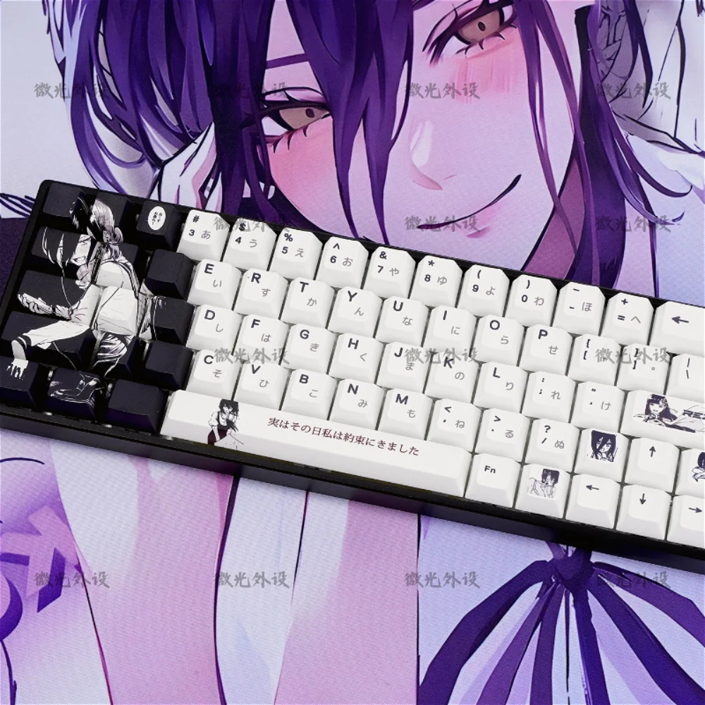 Juego de teclas de Anime japonés Rayser, PBT, 140 teclas, tapa de tecla con personalidad, barra espacial dividida para teclado mecánico 60/84/98/108, interruptor MX - imagen 3