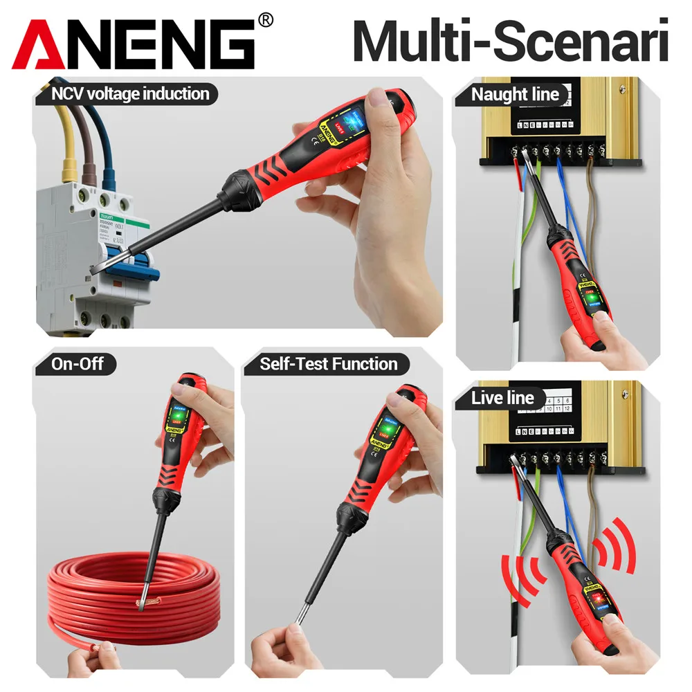 ANENG B18 pluma de prueba de voltaje resaltado palabra/destornillador cruzado multifuncional NCV voltaje inducción electricista probador pluma herramientas - imagen 5
