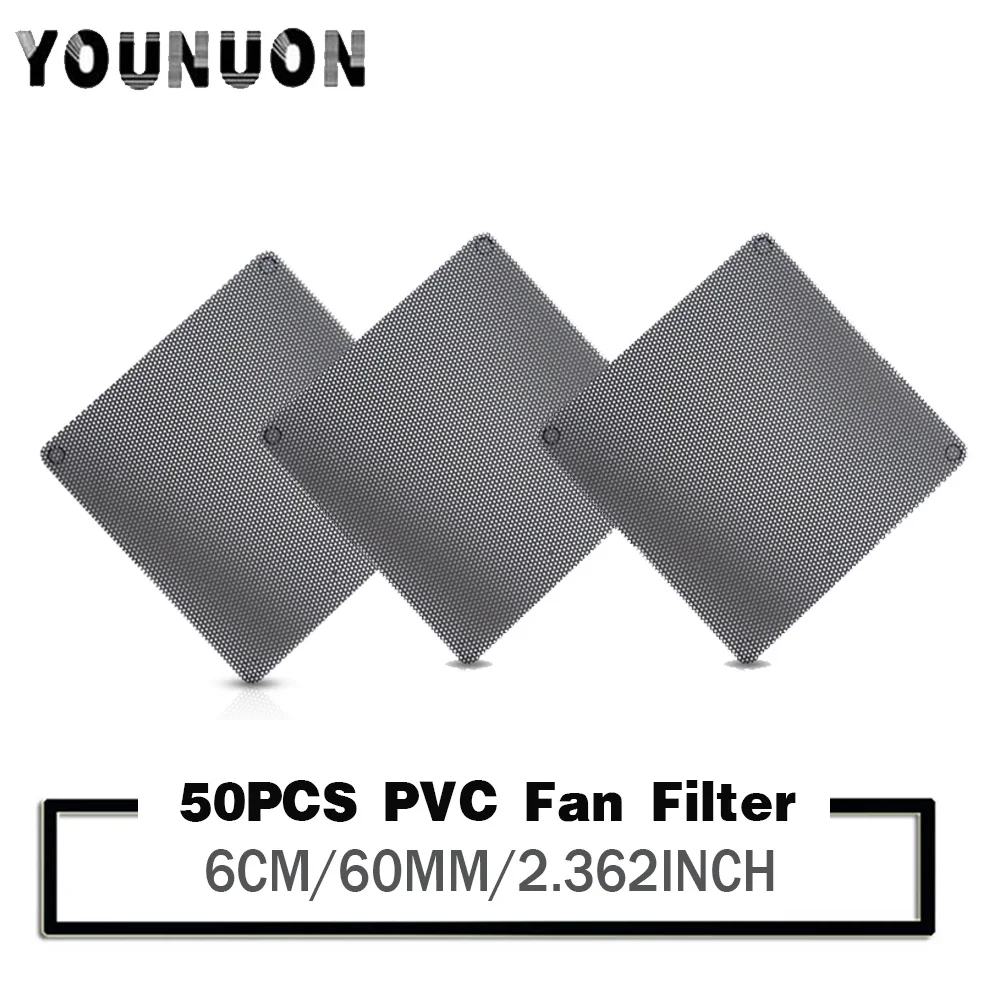 Filtro de PVC para ventilador de PC, cubierta de malla a prueba de polvo para ordenador, 50 piezas, 6cm, 60mm, 60x60mm