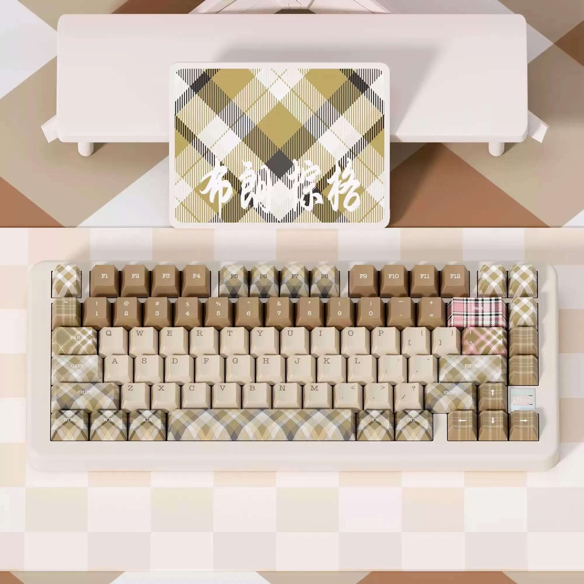 Teclas con tema de oso a cuadros Retro, teclas con perfil de cereza, teclas PBT originales, 138 teclas, interruptor MX personalizado, tapas para teclado mecánico - imagen 3
