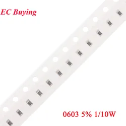 Resistencias SMD 0603 5% 0,1 W, de 0 ohmios a 10 megaohmios
