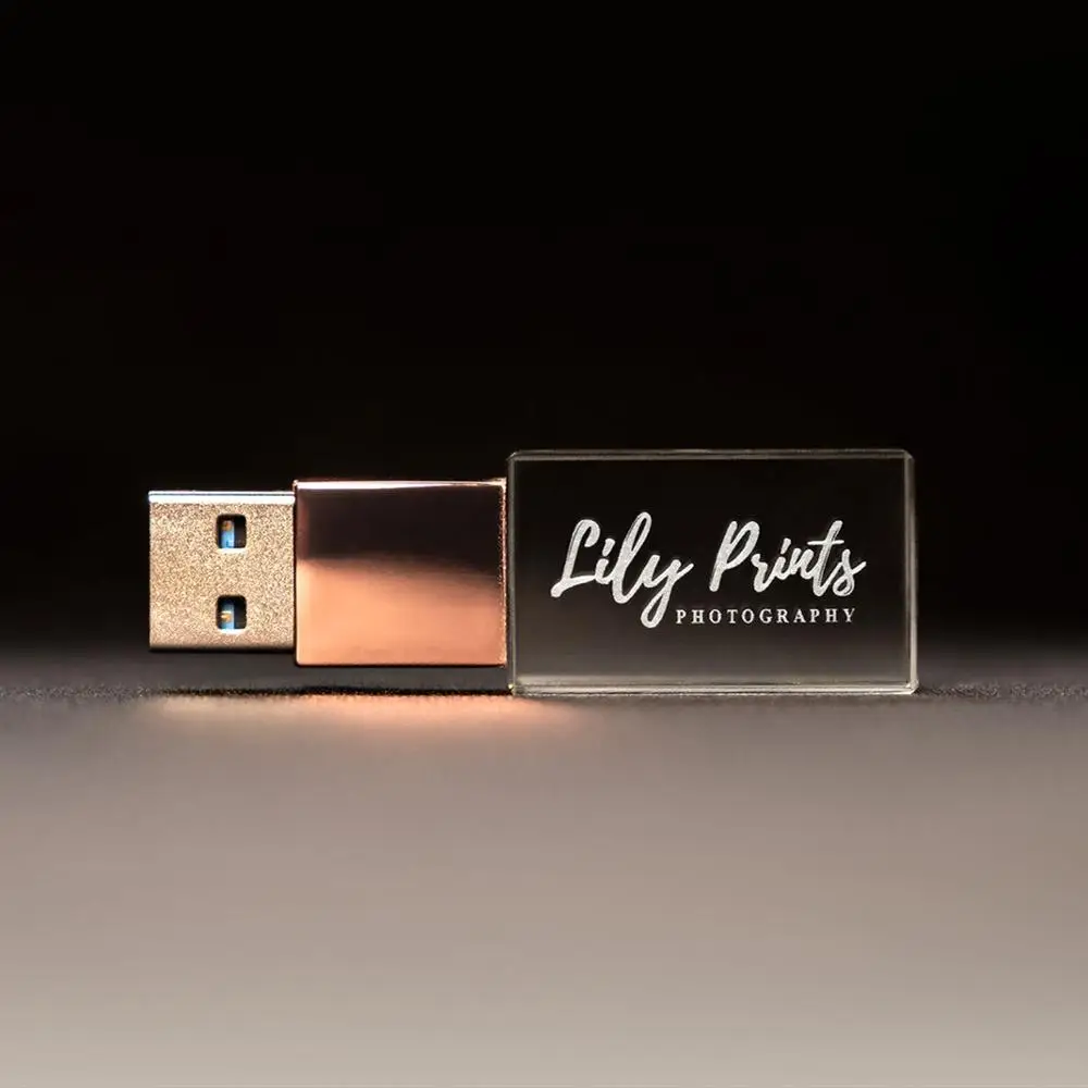 ¡Tarifa de logotipo gratis! Unidad de memoria flash usb 2,0 de cristal rosa de oro rosa elegante, nuevo, envío en 24 horas - imagen 3