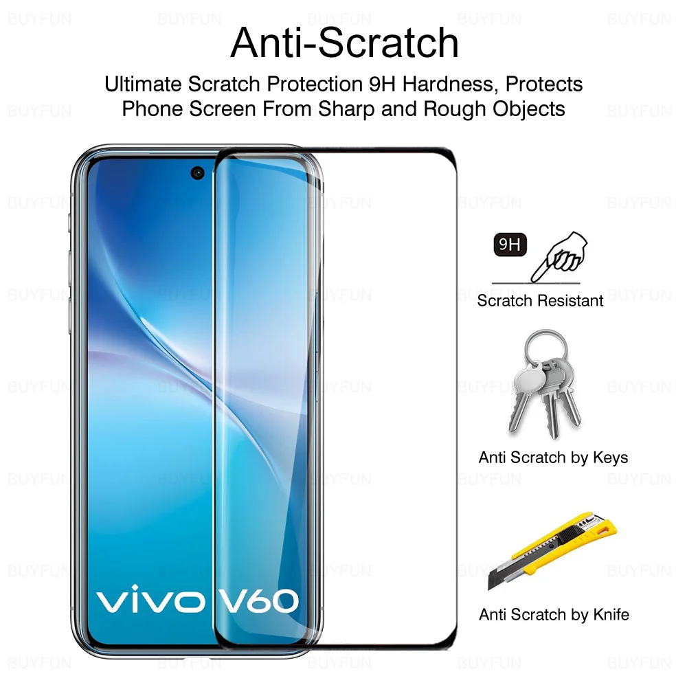 3 uds vidrio Protector templado curvo para Vivo V60 VivoV60 Vovo Vovi V 60 60V 5G Global 2025 6,77 ''Protector de pantalla película armadura - imagen 3