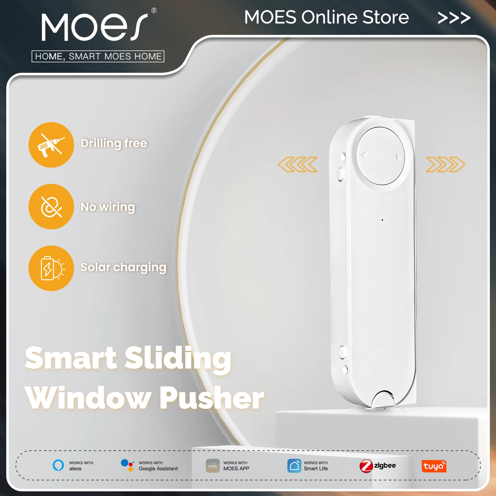 MOES-pulsador de ventana deslizante inteligente Tuya ZigBee, abridor automático, cierre de carga Solar, aplicación de Control remoto, compatible con Alexa y Google Home