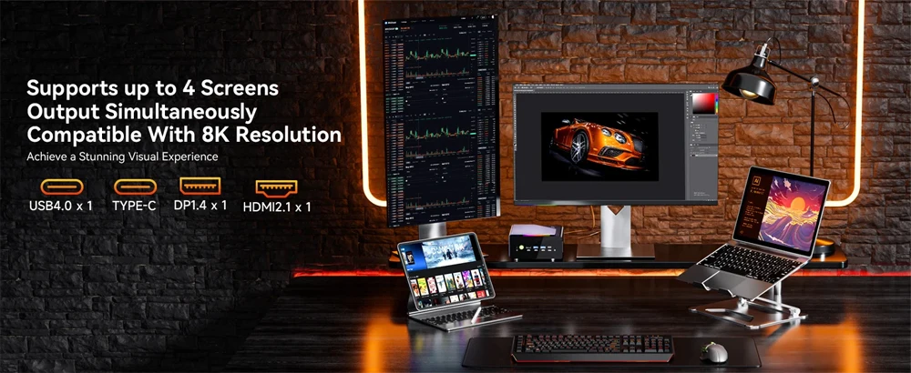 GMKtec K12 OCulink Mini ordenador AMD Ryzen 7 H 255 Dual DDR5 5600MT/s 3 * SSD PCIe4.0 Oficina mini pc WiFi 6 BT 5,2 Dual 2,5G LAN - imagen 5