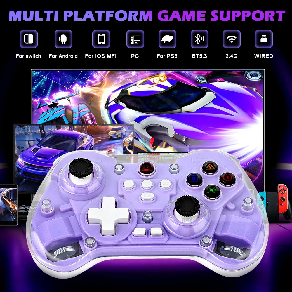 Controlador de juego inalámbrico transparente Z01X BT Sensor de movimiento de 6 ejes Turbo programable Hall Joystick para Switch/PC/iOS/Mac/Android - imagen 2