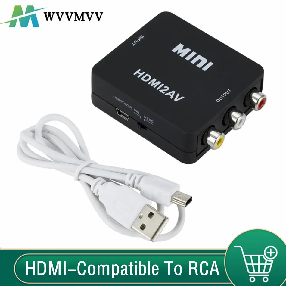 WvvMvv-caja convertidora compuesta de vídeo, adaptador escalador compatible con HDMI 1080P, AV CVSB L/R, compatible con NTSC PAL