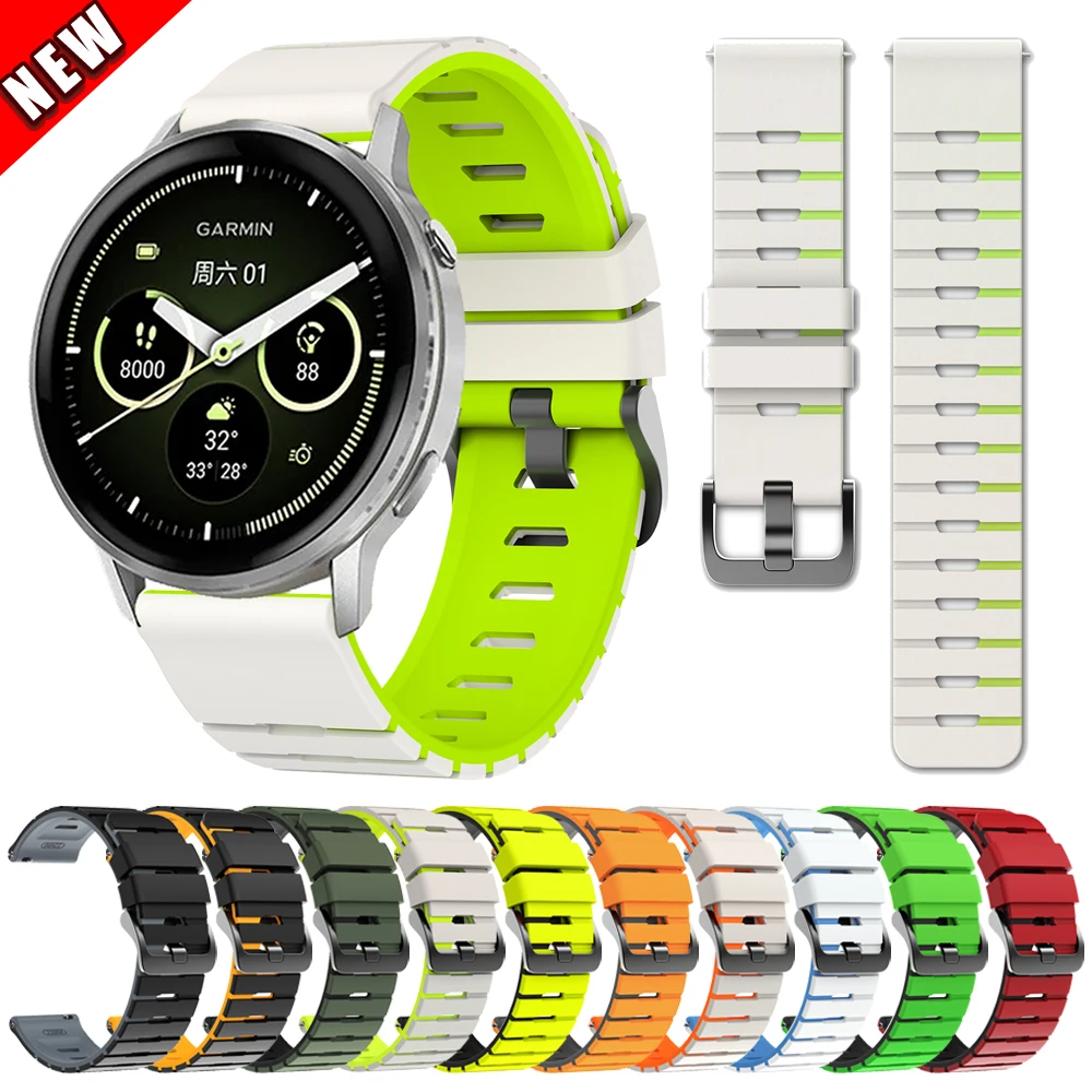 Correa suave de silicona de 22mm para Garmin Venu2 3 4 45mm, banda deportiva para Garmin Forerunner 570 47mm 265 255 Music Vivoactive 4 - imagen 2