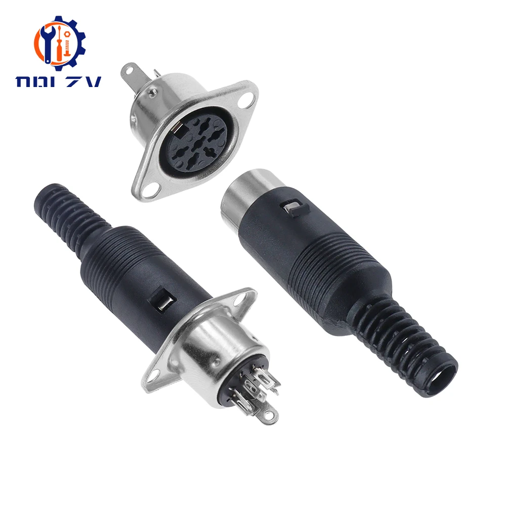 DIN 3pin 4pin 5pin 6pin 7pin 8 Pin macho hembra enchufe conector de soldadura con mango de plástico conectores D ﻿ - imagen 5