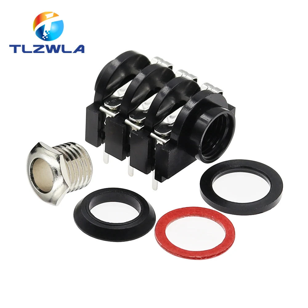 1 Uds 1/4 "6,35mm conector Jack de Audio estéreo 6,5mm PCB soldadura ángulo recto punta anillo manga TRS - imagen 3