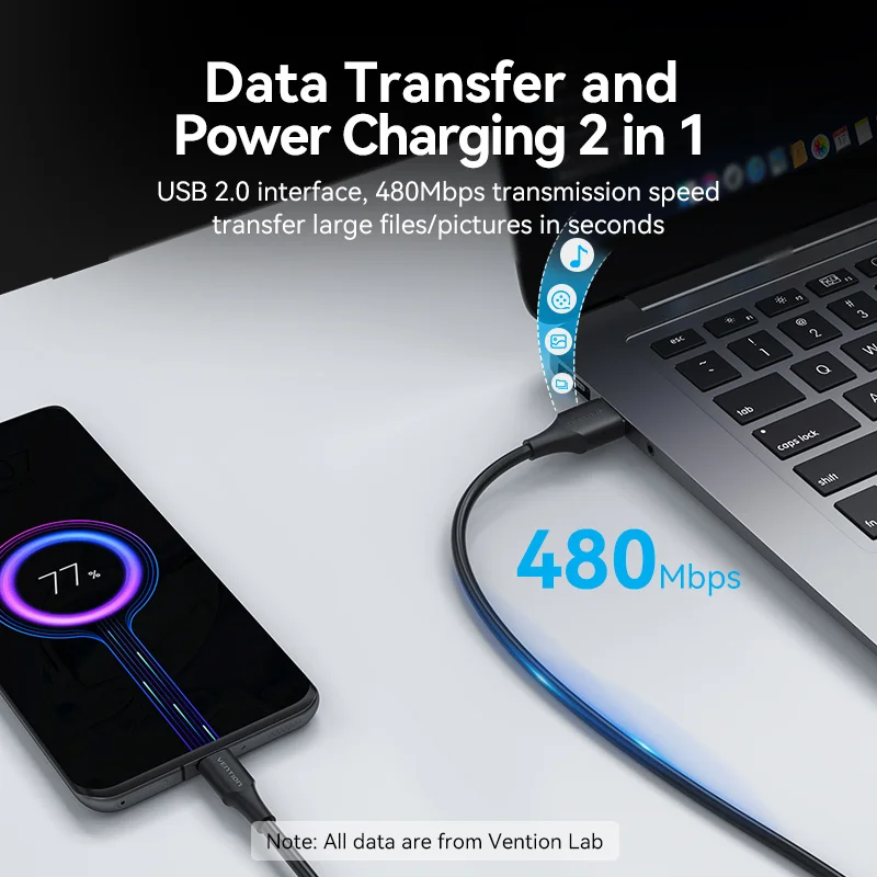 Cabo USB-C 3A Carga Rápida Vention – Compatible iPhone 15 Samsung Xiaomi - imagen 4