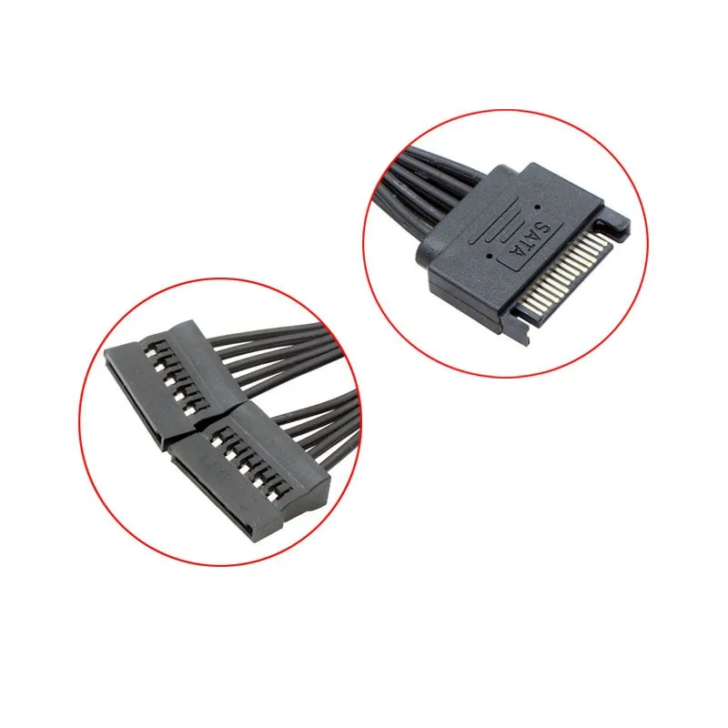 ATX SATA 15pin macho a 2 puertos hembra divisor HDD SSD Cable de alimentación de disco duro 3,3 V 5V 12V 5 cables - imagen 4