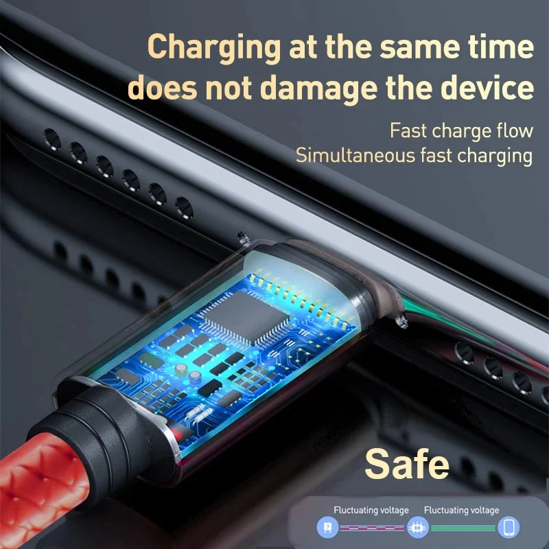 Cable de carga 3 en 1, Cable cargador USB tipo C, Micro Cable multipuerto de 1,2 M/2M/3M para iPhone 15 14 Pro Max Samsung Galaxy Xiaomi 12 - imagen 4