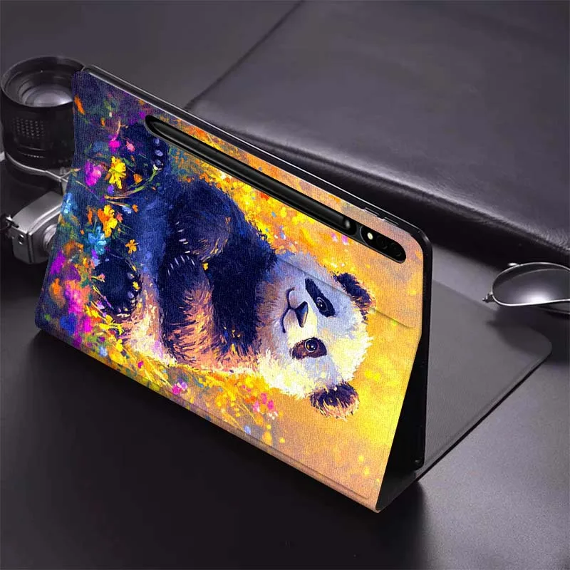 Panda arte Color pintura al óleo para Samsung Galaxy Tab S9 S10 S6 S7 S8 FE Plus Lite pulgadas funda plegable para tableta - imagen 4