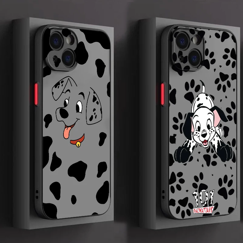 Funda translúcida esmerilada de dálmatas cien uno para iPhone de Apple, 16, 15, 14, 13, 12, 11, XS, XR, X Pro Max Plus, Mini funda de teléfono de TPU