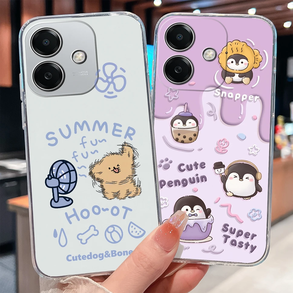 Para Oppo A3X 4G 5G Funda de teléfono encantador conejo dibujos animados suave delgado TPU transparente silicona parachoques ligero para Oppo A 3X Funda - imagen 2