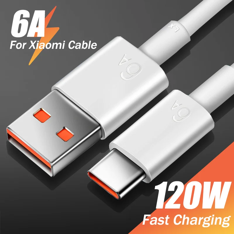 Cable de carga rápida USB tipo C para Xiaomi Mi 13, 14, Ultra Pro, accesorios de teléfono, 6A, 120W