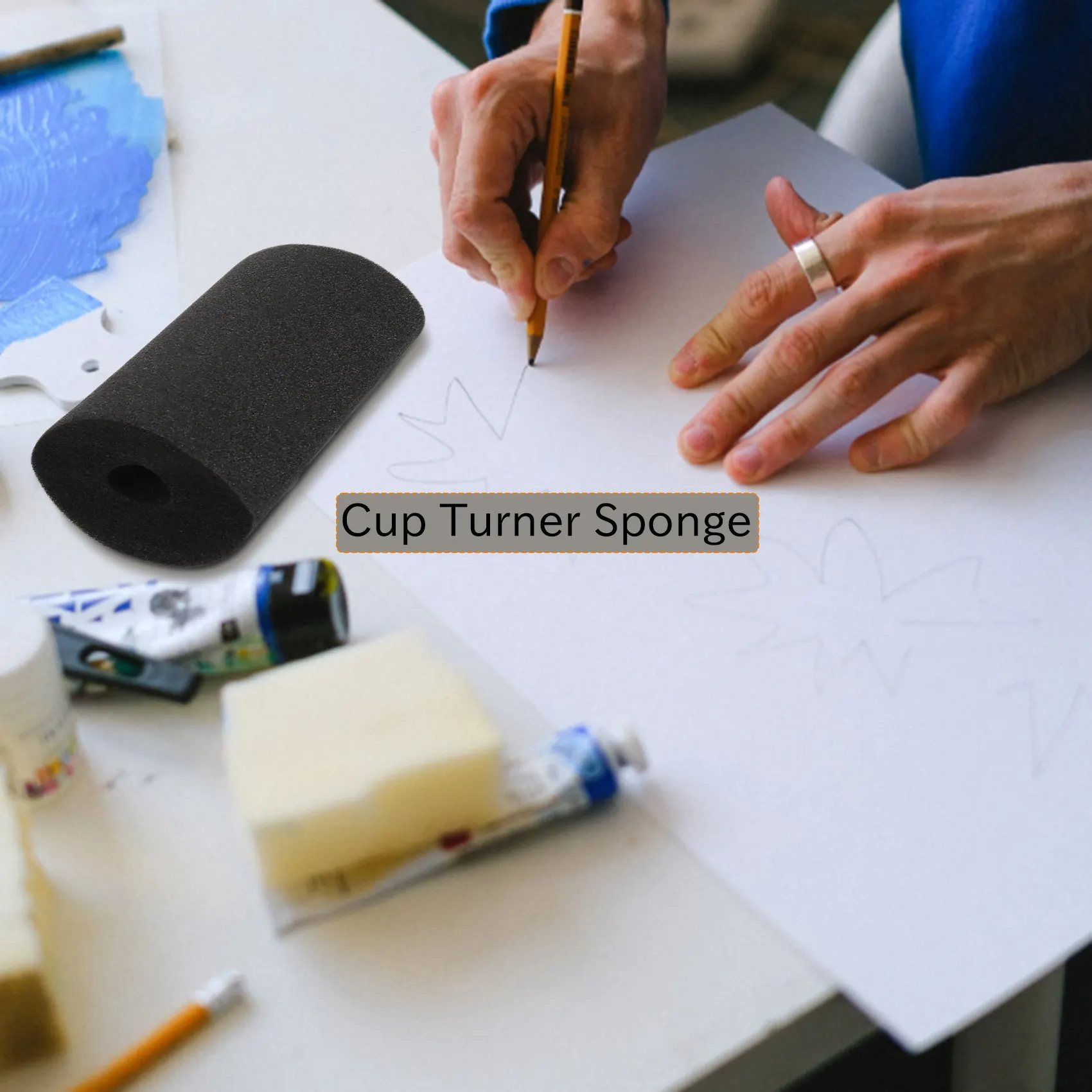 A28Q-4Pcs Copa Turner Espuma Copa Negra Turner Taza De Espuma Tazón Tornillo De Fijación Espuma Localizar Spinner Espuma Copa Turner Esponja 10-40 Oz - imagen 3