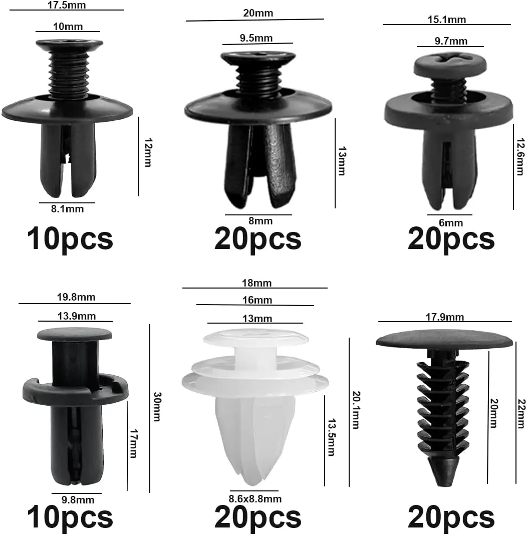 100 Uds Clip de sujeción automático cuerpo de coche mixto retenedor de empuje Pin remache parachoques tornillo reparación guardabarros retenedor de empuje - imagen 2