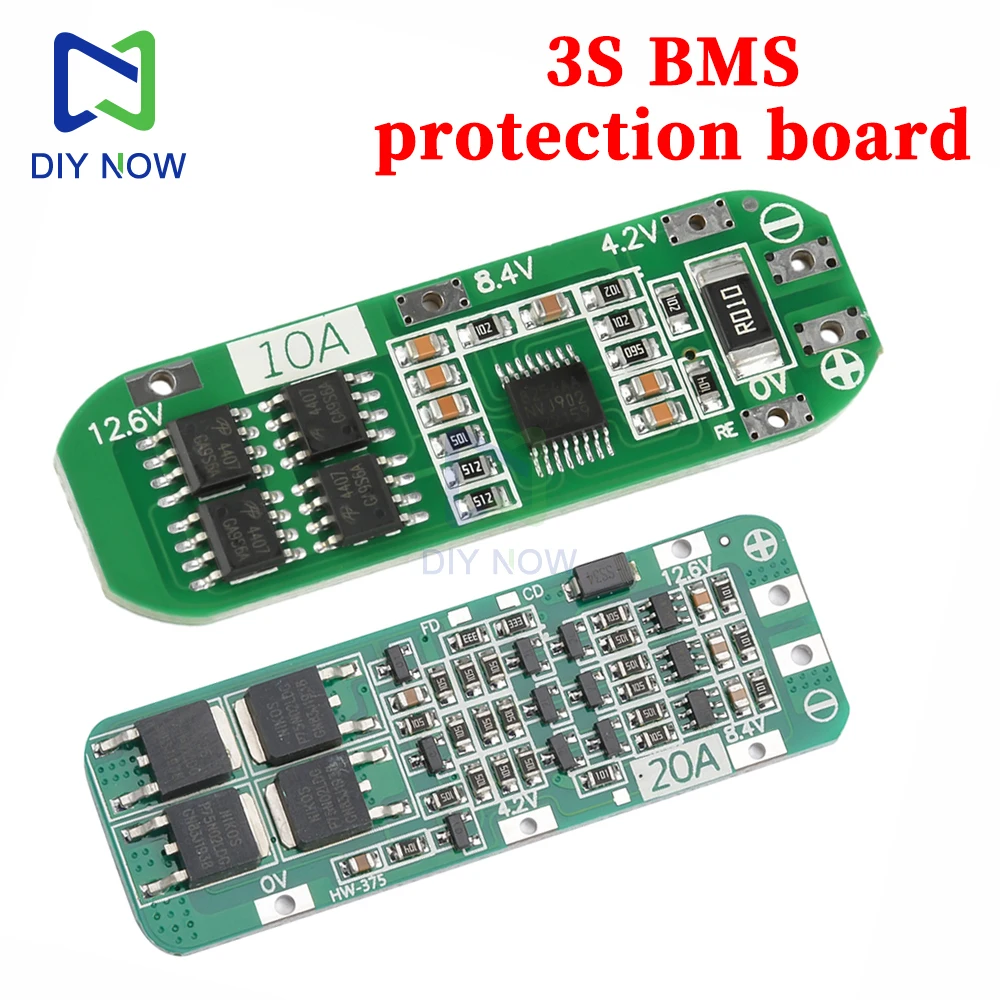 Placa de protección de batería de litio 3S BMS 12,6 V 18650 10A 20A Placa de protección de carga y descarga sin equilibrio en el mismo puerto - imagen 2