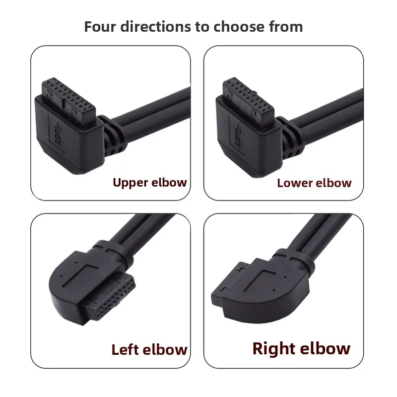 Codo frontal USB3.0 90 grados 19P Cable de extensión Tablero Principal Pin IDC macho a hembra 20P Cable de extensión U3-082 - imagen 3