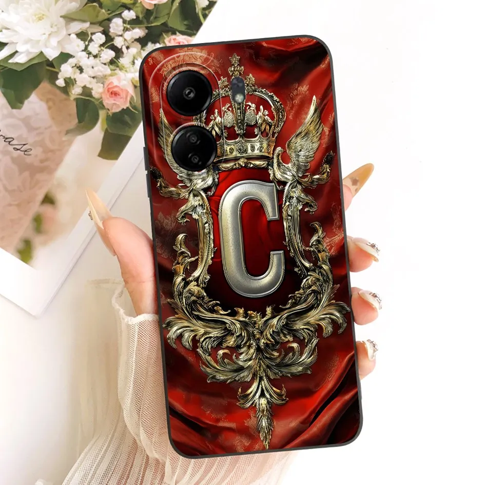 Para Xiaomi Redmi 13C 4G funda de lujo con letras iniciales corona funda protectora de lente de silicona suave para Xiaomi Poco C65 PocoC65 Fundas - imagen 5