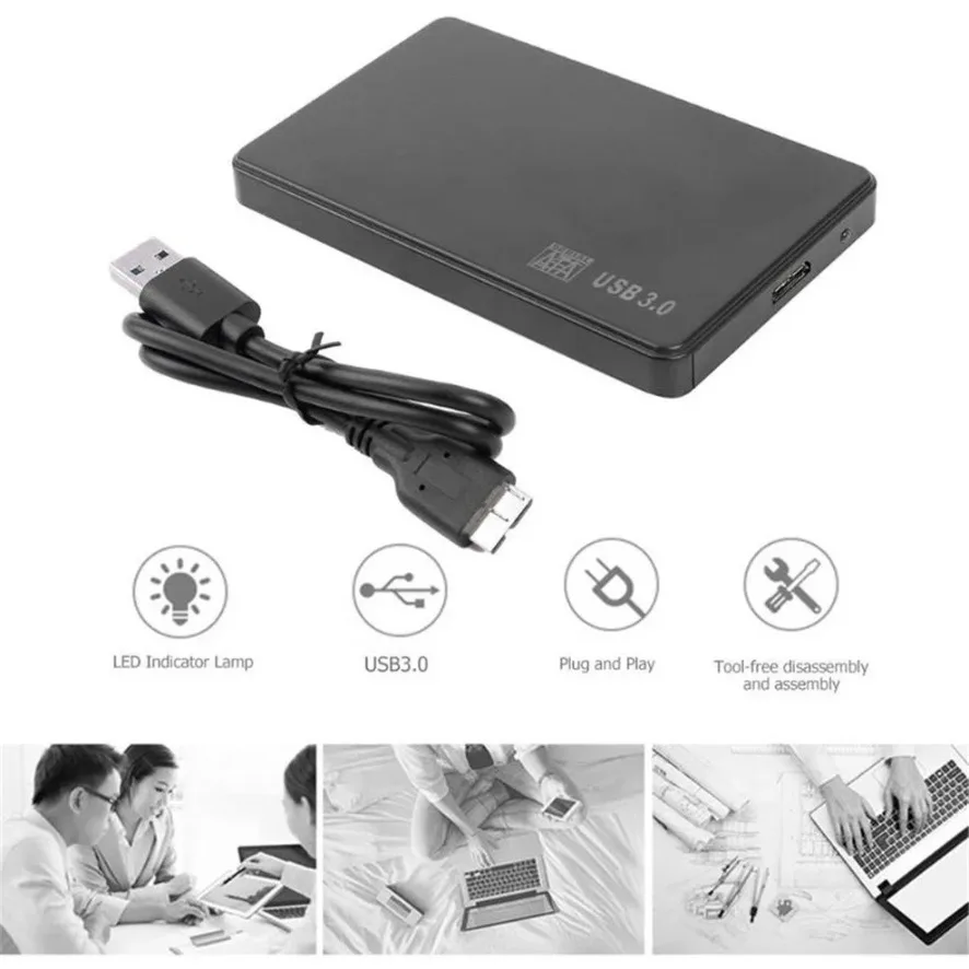 2,5 "SATA a USB 3,0 2,0 HDD carcasa de disco duro móvil para HDD SSD almacenamiento externo HDD disco duro con Cable USB - imagen 3