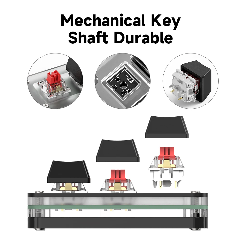 Miniteclado personalizado de USB-C, 2, 3, 6 teclas, perilla con luz LED RGB, intercambio mecánico en caliente, almohadillas Macro programables - imagen 3