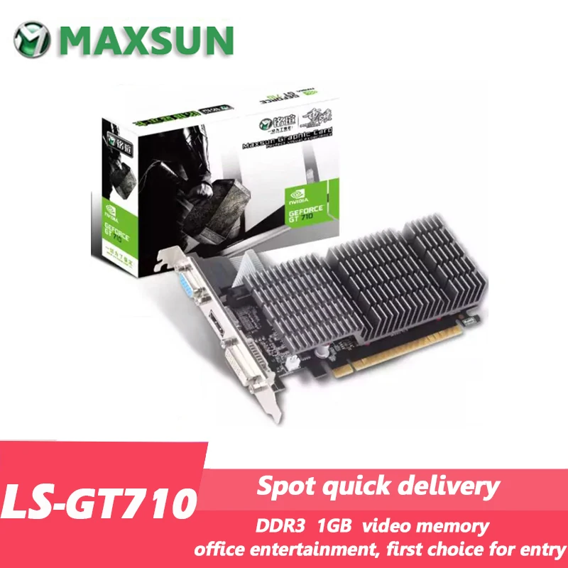 LS NVIDIA GeForce GT710 Heavy Hammer 1G DDR3 HDMI/DVI /VGA Tarjeta gráfica discreta PCI-E de nivel básico para computadoras de escritorio