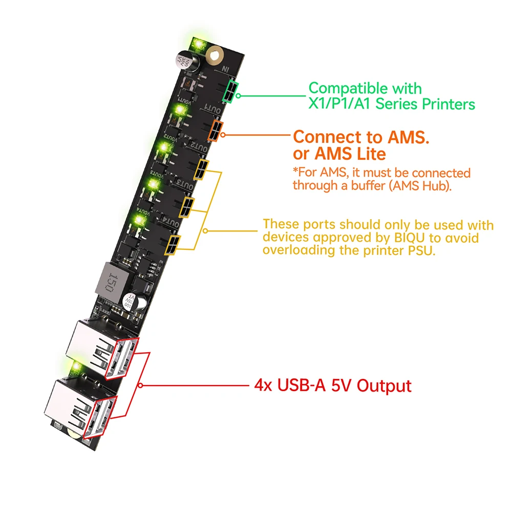 Placa de expansión de energía BIGTREETECH Panda Branch con puertos USB puertos de fuente de alimentación de 24V para BambuLab X1 P1 A1 Bambu AMS Panda Touch - imagen 4