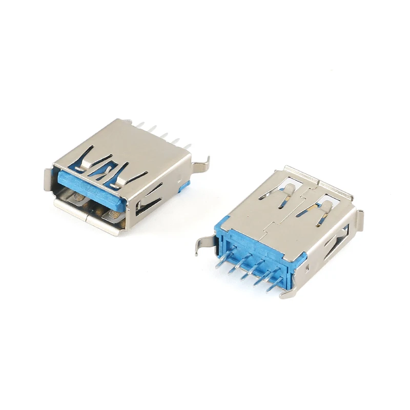 5 uds USB 3,0 TYPE-A conector hembra PCB montaje enchufe 180 grados usb línea Vertical