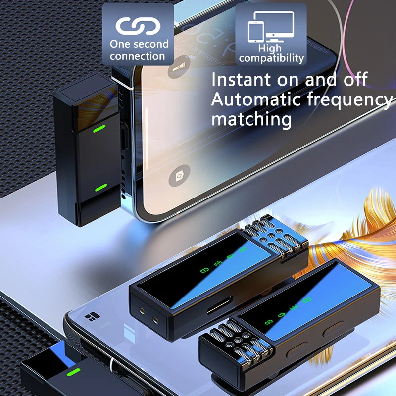 Micrófono Lavalier inalámbrico, grabación de Audio y vídeo portátil, micrófono con cancelación de ruido para entrevistas Vlog, transmisión en vivo - imagen 5